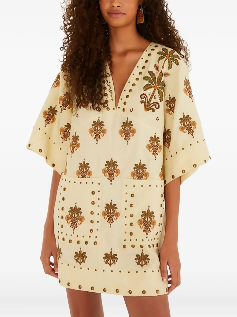 Farm Rio, Coconut Tree Tapestry Tunic Dress, Size Small